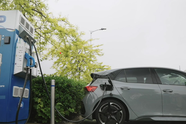 EV at a public charging station