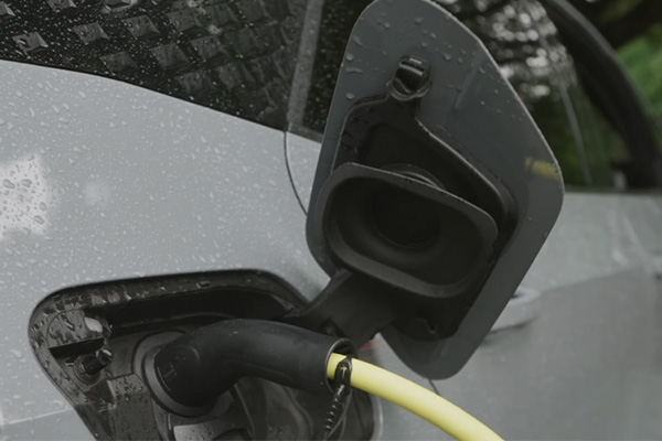 EV charger connected to car